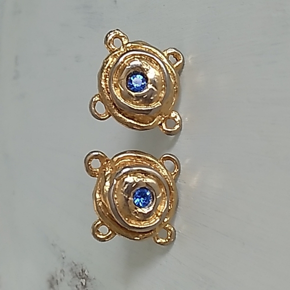 Jewelry - Gold tone and blue rhinestone earrings